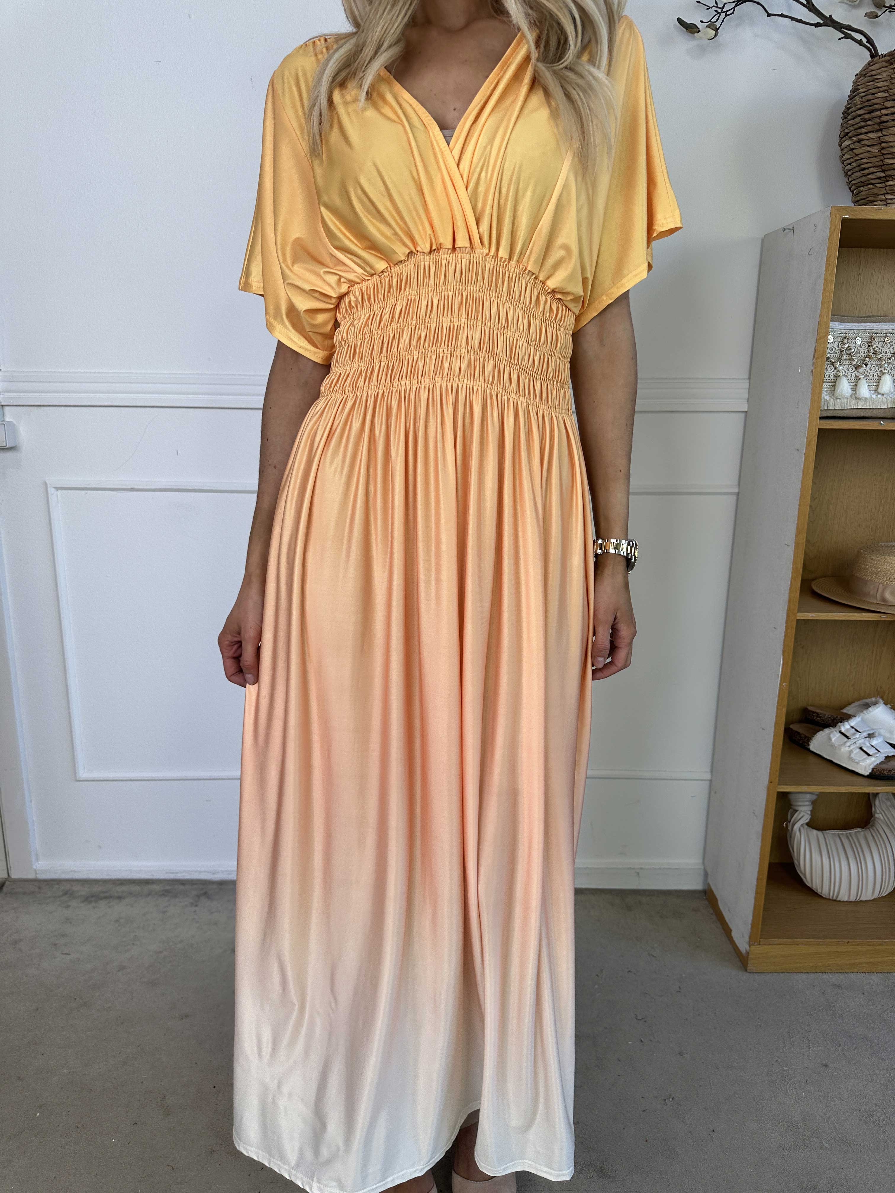 Pams Fade - Lang flerfarvet elastisk kjole